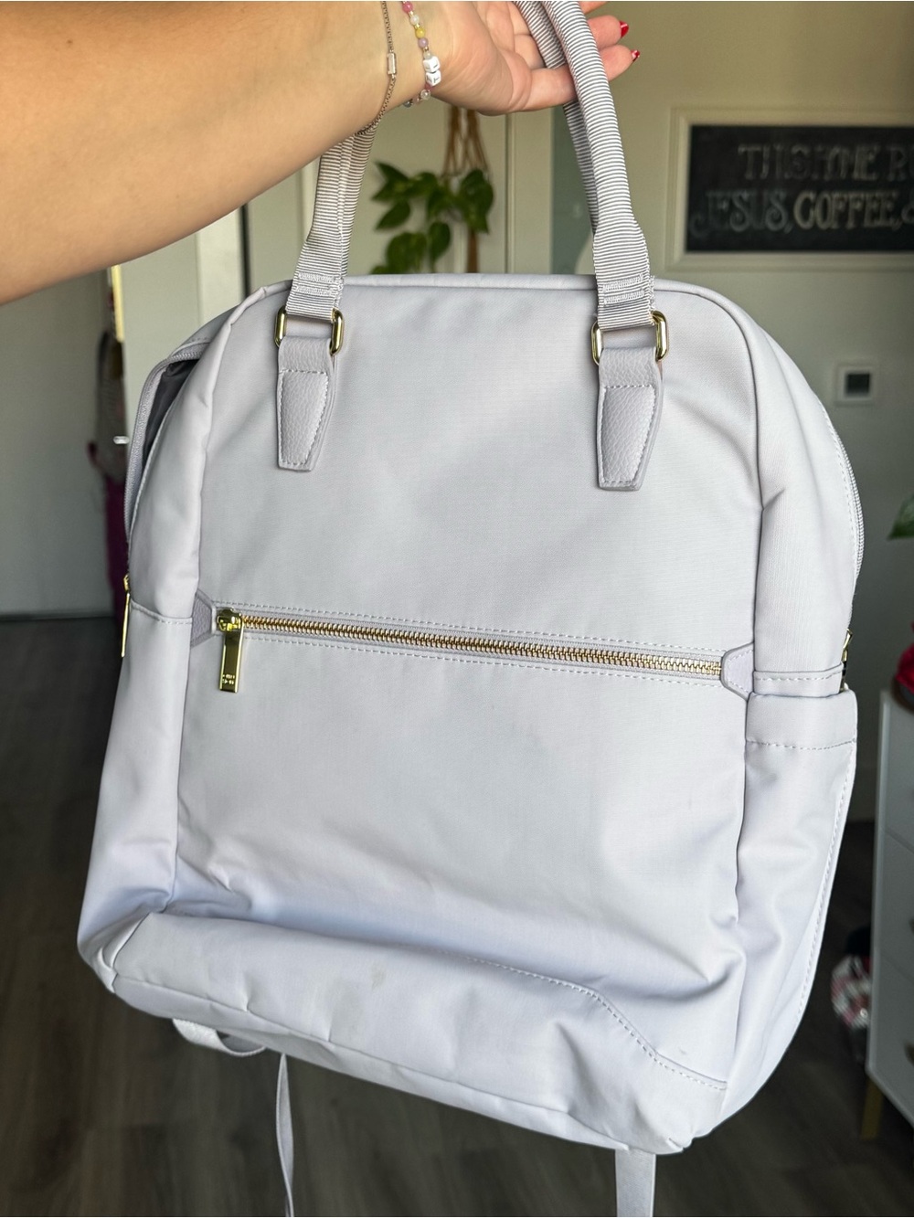 Lavender Women's Backpack with Gold Hardware - Versatile Laptop Bag